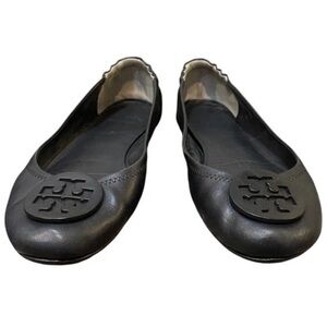 Tory Burch Minnie Travel Ballet Perfect Black Leather Women's Sz 9.5 M